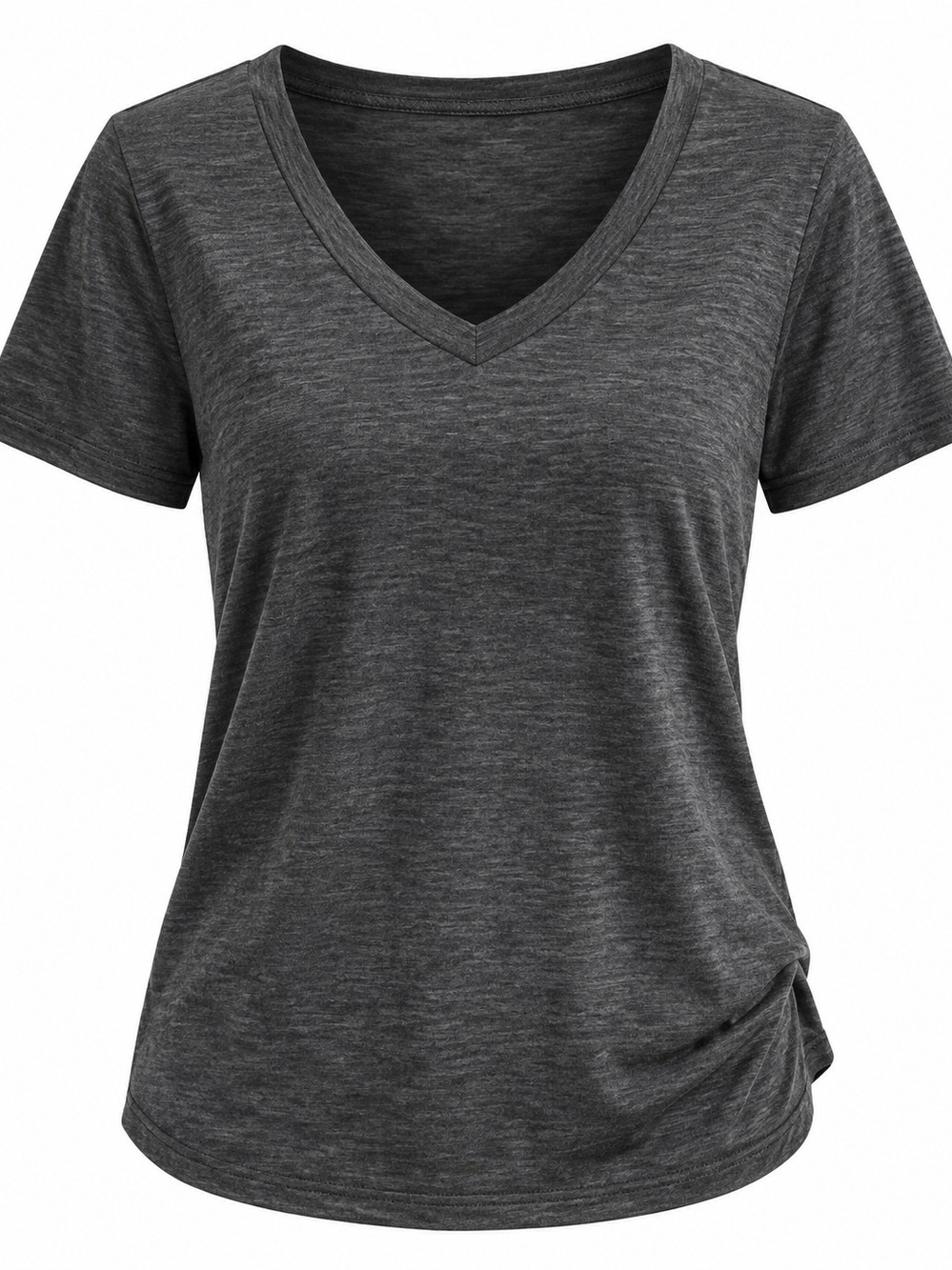 Everyday V-Neck Short Sleeve Tee - Charcoal And White